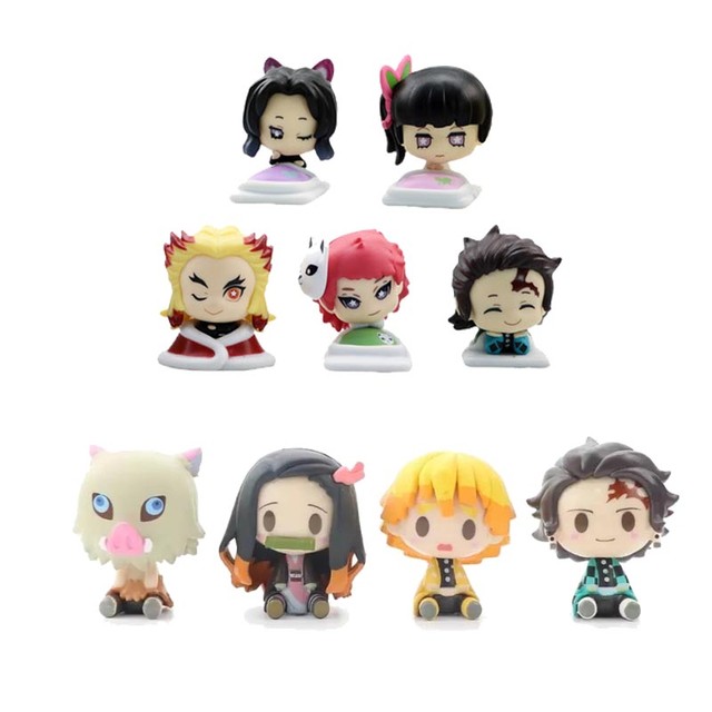 Figura de anime, boneco demon slayer, personagens kimetsu no yaiba, tanjiro  nezuko zenitsu kawaii, presente de